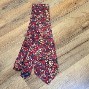 Vtg Art Of M.C. ESCHER Silk Italian Art Mosiac 1957 Red Monsters Tie Boxelder Co